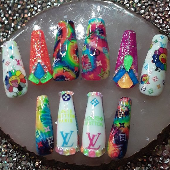 Handmade Hard Gel XL Coffin Press On Nails - Picture 1 of 9